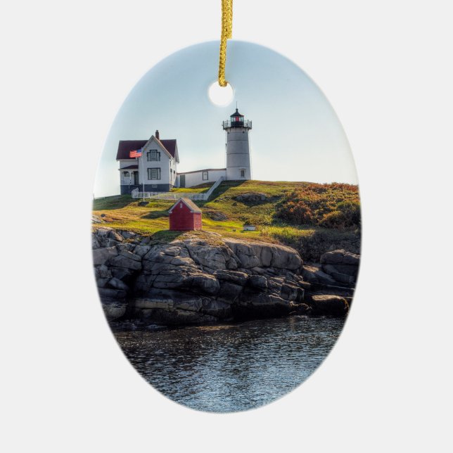 Nubble Lighthouse Ceramic Ornament (Front)