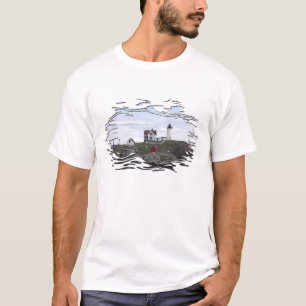 Nubble Lighthouse Coloured Sketch T-Shirt