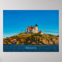 Nubble Lighthouse Maine Nautical Poster