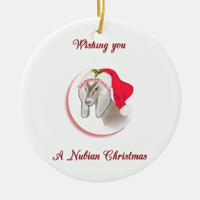 Nubian Christmas Goat  Ornament (Front)