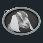 Nubian Dairy Goat Belt Buckle<br><div class="desc">Nubian Dairy goat pencil sketched and on a black background - change the background colour by using the customize this button and then the edit drop down for background colour</div>