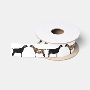 Nubian Dairy Goat White Satin Ribbon