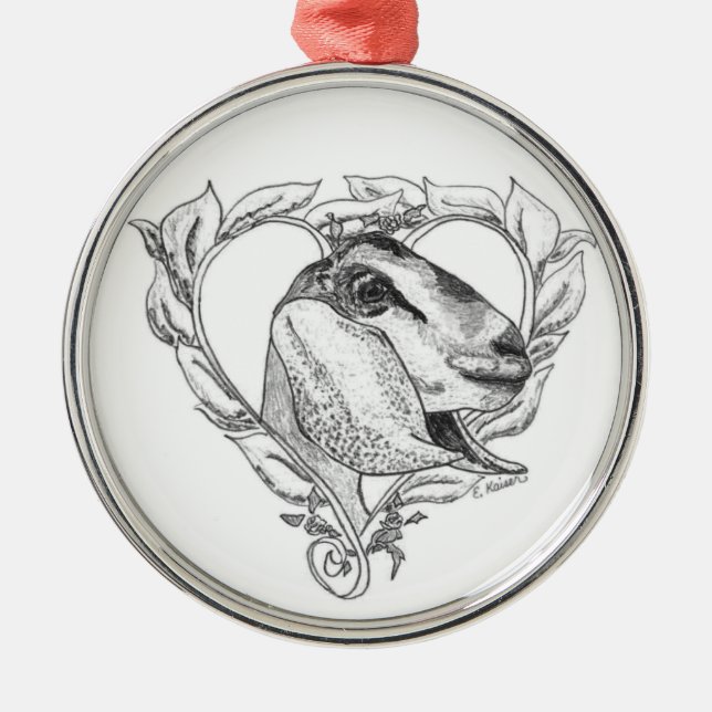 Nubian Head in Heart Metal Ornament (Front)