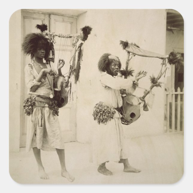 Nubian Musicians (sepia photo) Square Sticker (Front)