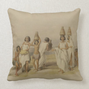 Nubian Women at Kortie on the Nile, from "Egypt an Throw Pillow