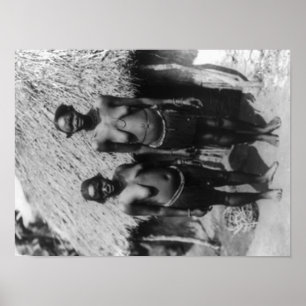 Nubian Women Standing in front of Hut Photograph Poster