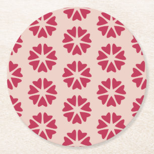 Nuclear Connectivity - magenta - seamless pattern. Round Paper Coaster
