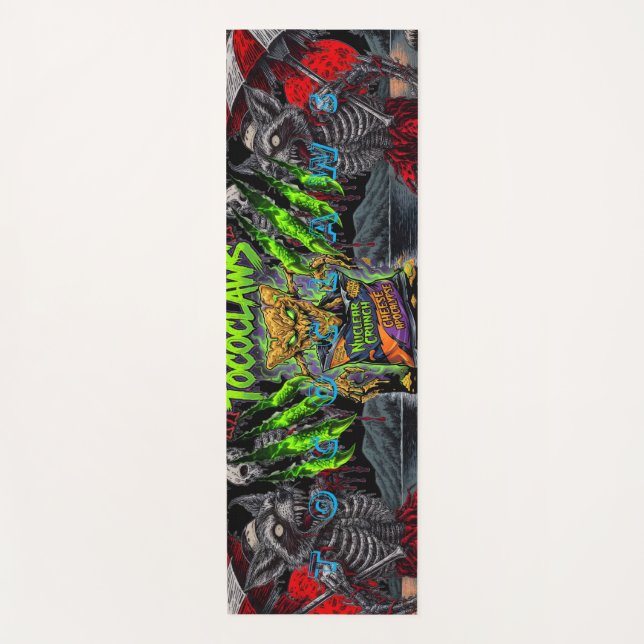 Nuclear Crunch Mutant & Zombie Skeleton | Dark Fan Yoga Mat (Front)