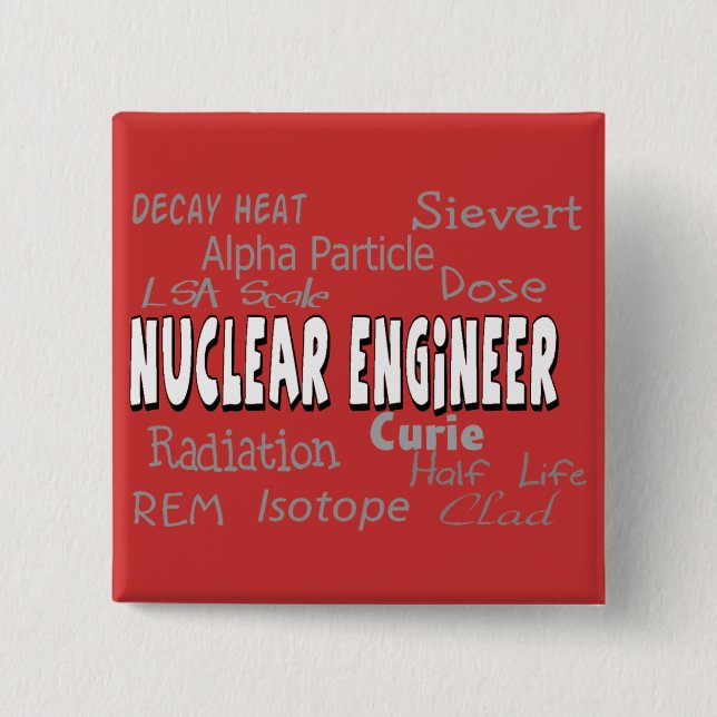 Nuclear Engineer Terminology Gifts 2 Inch Square Button (Front)