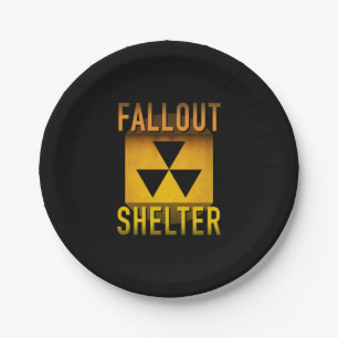 Nuclear Fallout Shelter Retro Atomic Age Grunge : Paper Plate