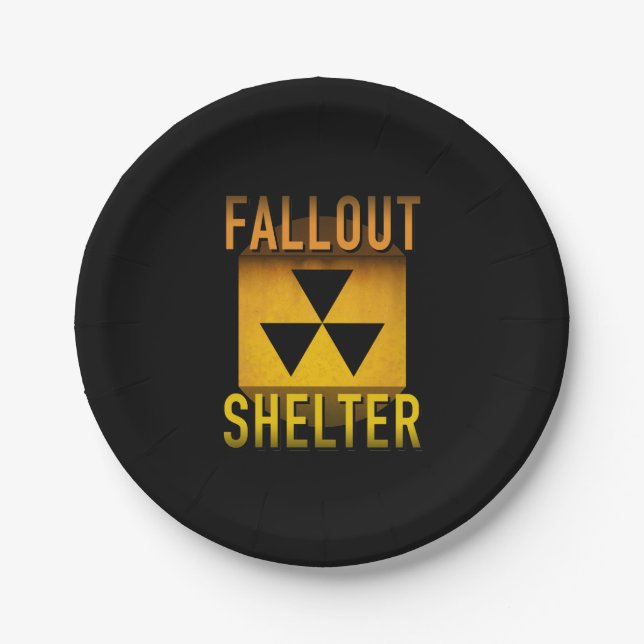 Nuclear Fallout Shelter Retro Atomic Age Grunge : Paper Plate (Front)