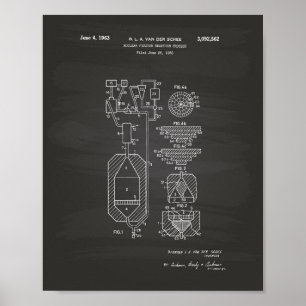 Nuclear Fission 1956 Patent Art Chalkboard Poster