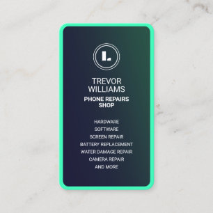 Nuclear green turquoise phone shape Business Card