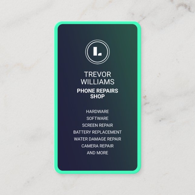 Nuclear green turquoise phone shape Business Card (Front)