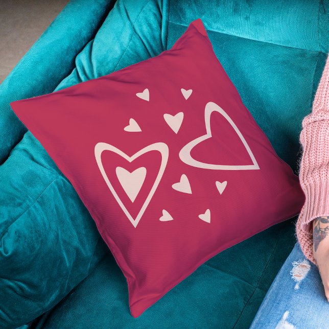Nuclear Hearts - magenta and pink - image. Throw Pillow (Creator Uploaded)