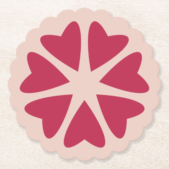 Nuclear Hearts - magenta red - image.   Paper Coaster (Front)
