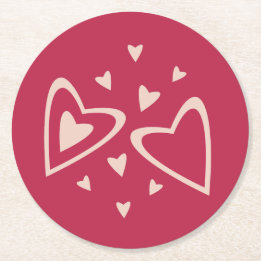 Nuclear Hearts - magenta red - image. Round Paper Coaster