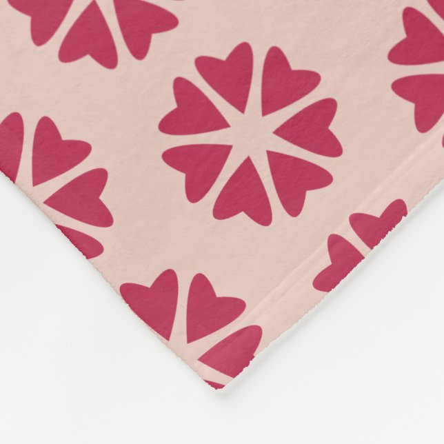 Nuclear Hearts - magenta red - seamless pattern. Fleece Blanket (Corner)