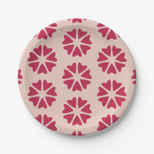 Nuclear Hearts - magenta red - seamless pattern. Paper Plate