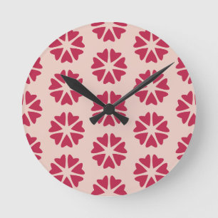 Nuclear Hearts - magenta red - seamless pattern. Round Clock