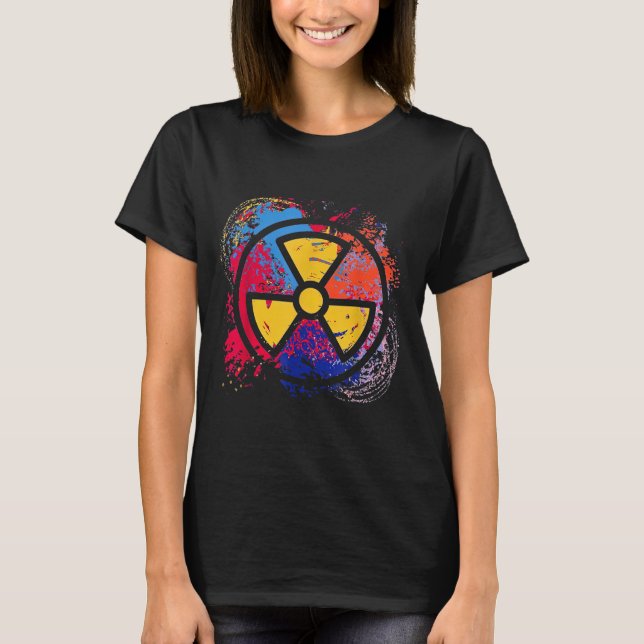 Nuclear Medicine Radiation Symbol Colorful Radiolo T-Shirt (Front)