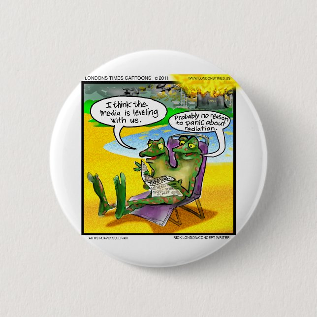Nuclear Neighbours (Twin Frogs) Funny Gifts & Card 2 Inch Round Button (Front)