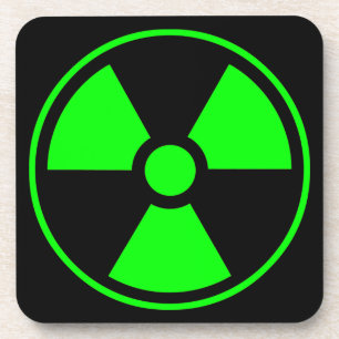 Nuclear Radioactive Radiation Symbol in green Coaster