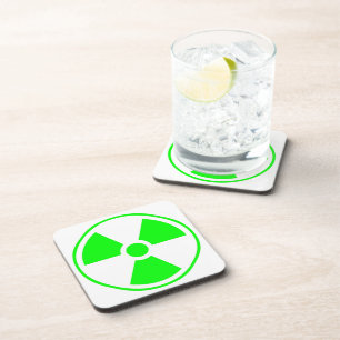 Nuclear Radioactive Radiation Symbol in green Coaster