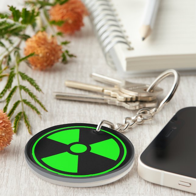 Nuclear Radioactive Radiation Symbol in green Keychain (Front Right)