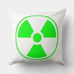 Nuclear Radioactive Radiation Symbol in green Throw Pillow