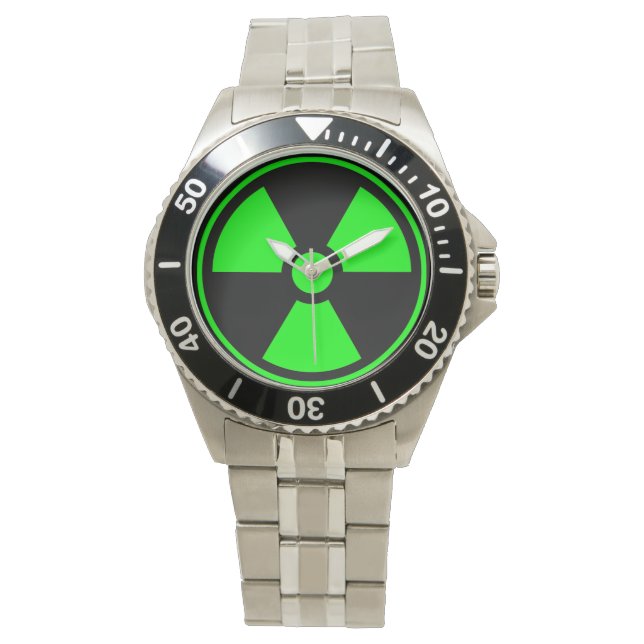 Nuclear Radioactive Radiation Symbol in green Watch (Front)