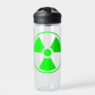 Nuclear Radioactive Radiation Symbol in green Water Bottle