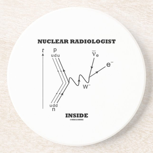 Nuclear Radiologist Inside (Beta-Negative Decay) Coaster (Front)