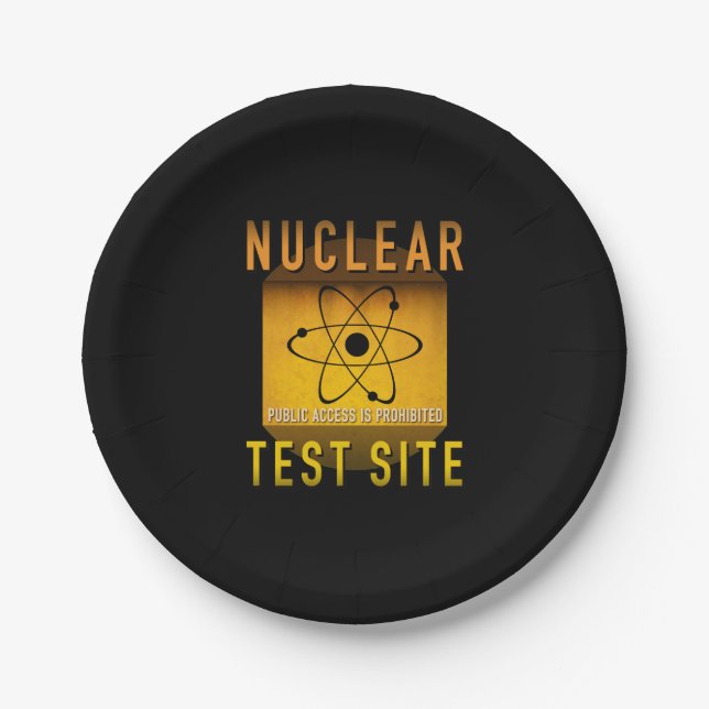 Nuclear Test Site Retro Atomic Age Grunge : Paper Plate (Front)