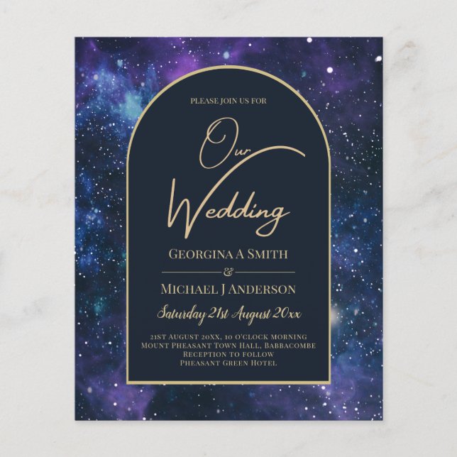 NUDGET Starry Night Purple Blue Wedding INVITE Flyer (Front)