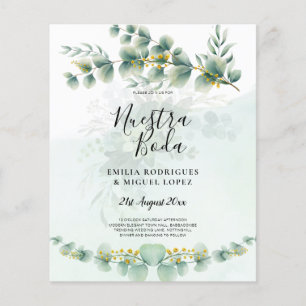 Nuesta Boda Greenery Gold Wedding Invitation  Flyer