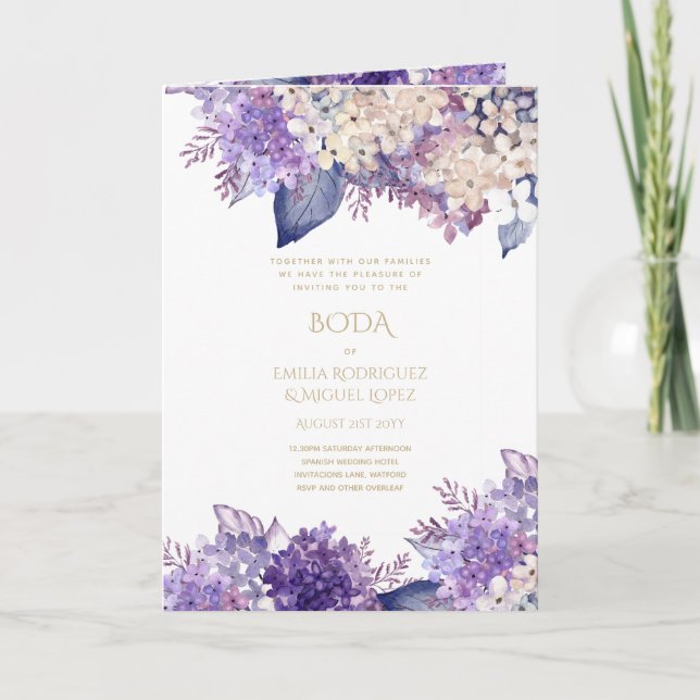 Nuestra Boda 4page FLORAL Spanish Wedding INVITES (Front)