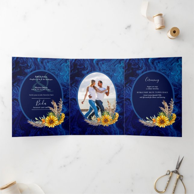 Nuestra Boda 6 pages Sunflower Mariage Invitation (Intérieur)