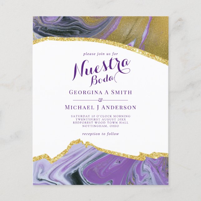 Nuestra Boda AGATE Gold Spanish Wedding INVITE (Front)