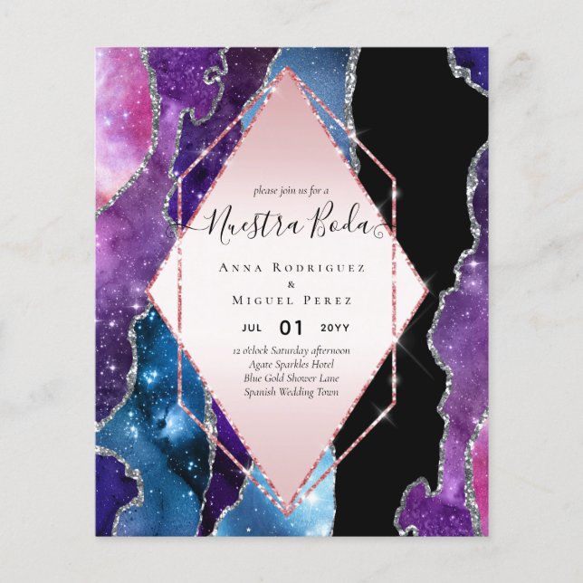 Nuestra Boda AGATE Gold Spanish Wedding INVITE Flyer (Front)