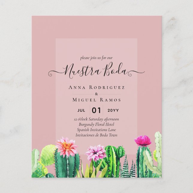 Nuestra Boda CACTI Fiesta Spanish Wedding INVITE Flyer (Front)