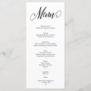 NUESTRA BODA - Carte de menu espagnole modifiable