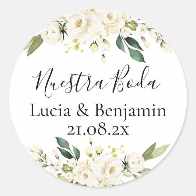 Nuestra boda  Classic Round Sticker (Front)