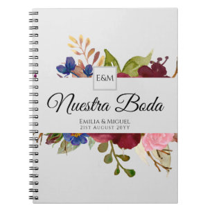 NUESTRA BODA de Flores Burdeos BURGUNDY Notebook
