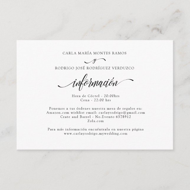 NUESTRA BODA Editable Espagnol carte d'info mariag (Devant)