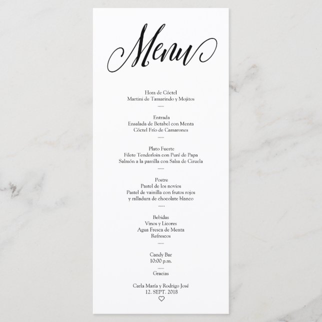 NUESTRA BODA Editable Spanish Menu Card (Front)