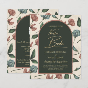 Nuestra Boda Emerald Green Terracotta Fall Invite