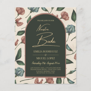 Nuestra Boda Emerald Green Terracotta Fall Invite Flyer