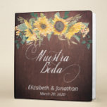 Nuestra Boda Flower Wood Girasol Photo Album Binder<br><div class="desc">This design may be personalized in the area provided by changing the photo and/or text. Or it can be customized by clicking Personalize this Template and then choosing the click to customize further option and delete or change the colour of the background, add text, change the text colour or style,...</div>