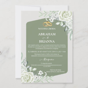 Nuestra Boda Green Sage Floral Faire-part de maria